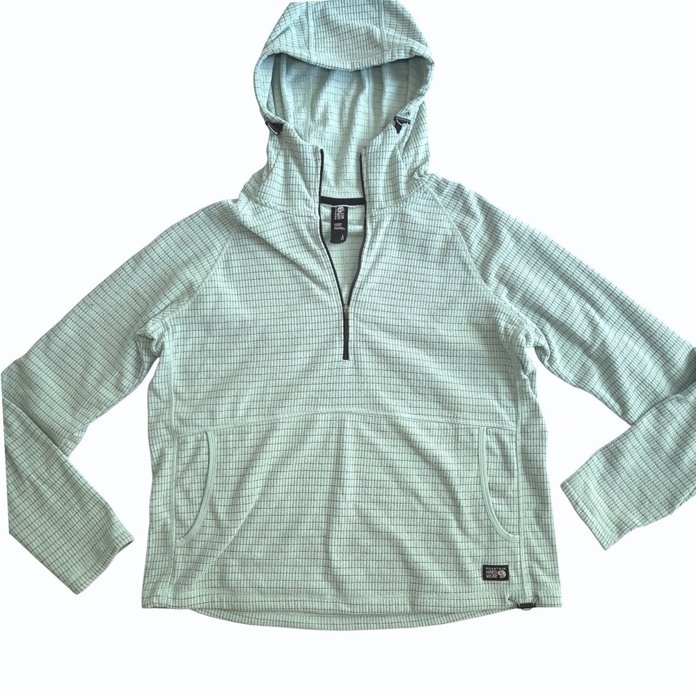 Mountain Hardwear Summit Grid Half Zip Hoodie Sweater Women Large Waffle Thermal